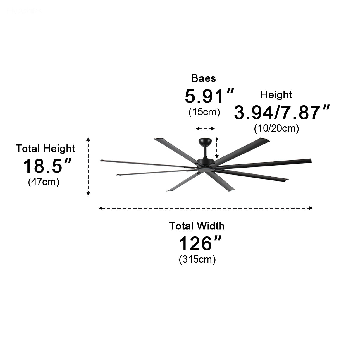 Large Modern Industrial DC Motor Oversized Commercial Ceiling Fan