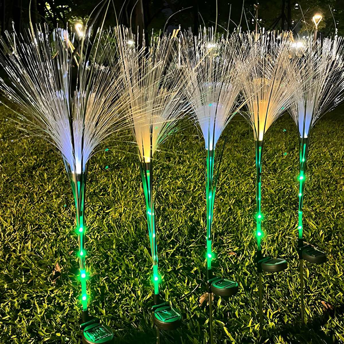 10pcs Solar Waterproof Simulated Reed Fiber Optic Outdoor Lawn Lights - Flyachilles