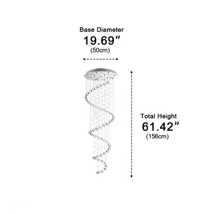 Modern Luxury Spiral Crystal LED Staircase Chandelier