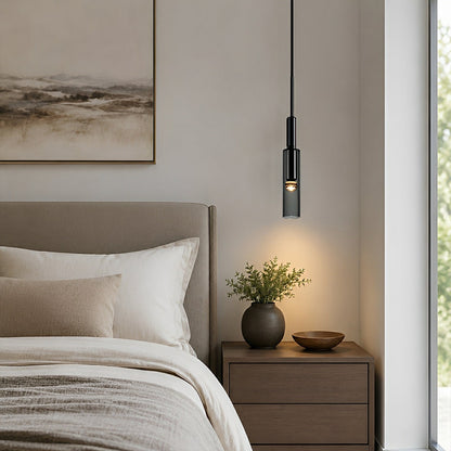 Modern Gray Cylindrical Crystal LED Pendant Light