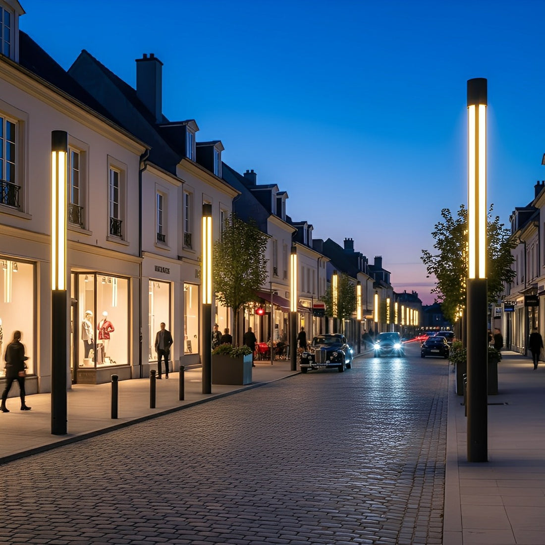 Cylinder LED Black Modern Outdoor Post Lights Street Light