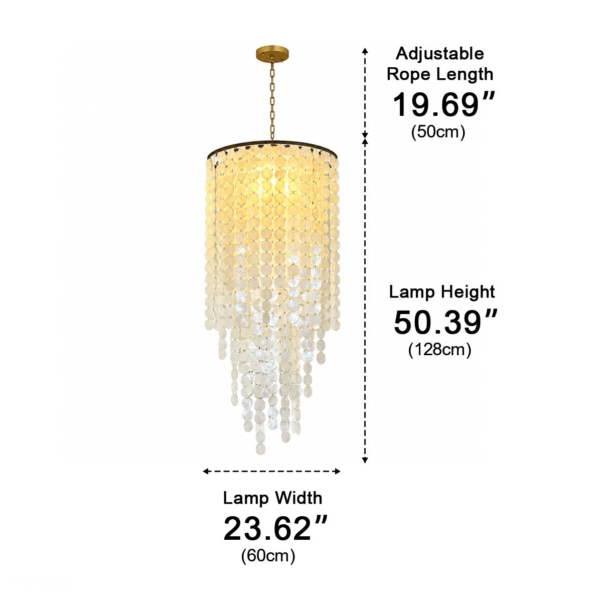 French Natural Shell Cascading LED Chandelier