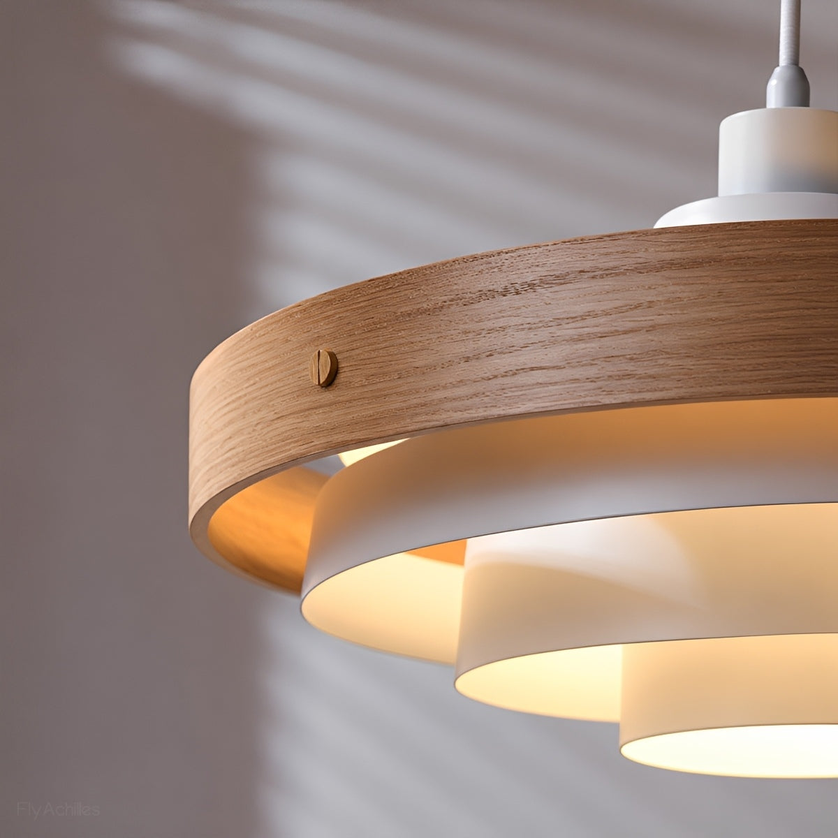 Dimmable Modern Japandi Shaded Drum Pendant Light