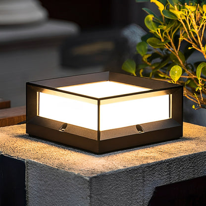 Square Waterproof Black Modern Solar Waterproof  Post Cap Lamp Light