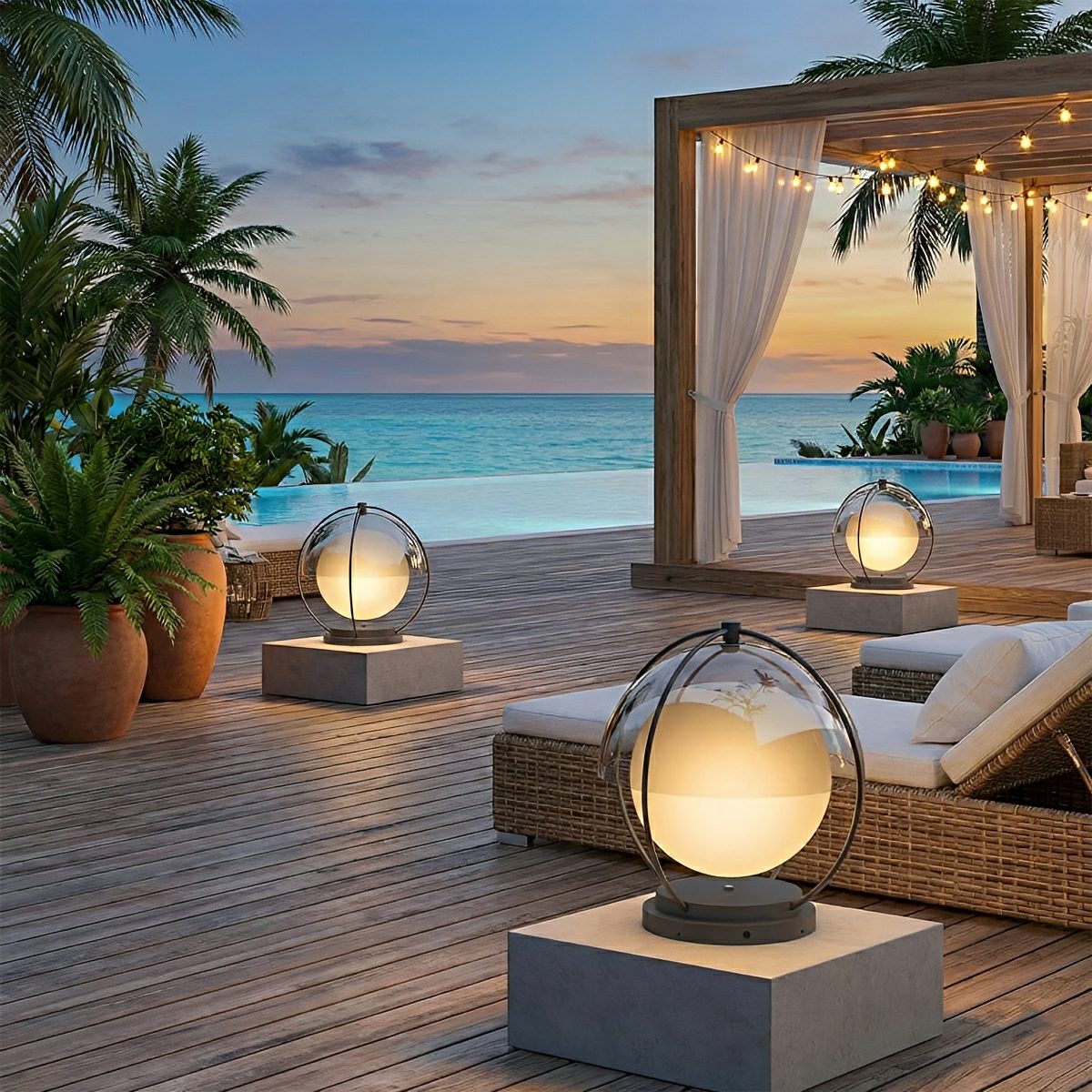 Modern Waterproof Globe Planet LED Outdoor Post Lights - Flyachilles