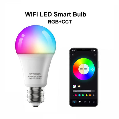 2 Pcs Dimmable WiFi Wireless E26 Smart LED Light Bulbs RGB CCT - Flyachilles