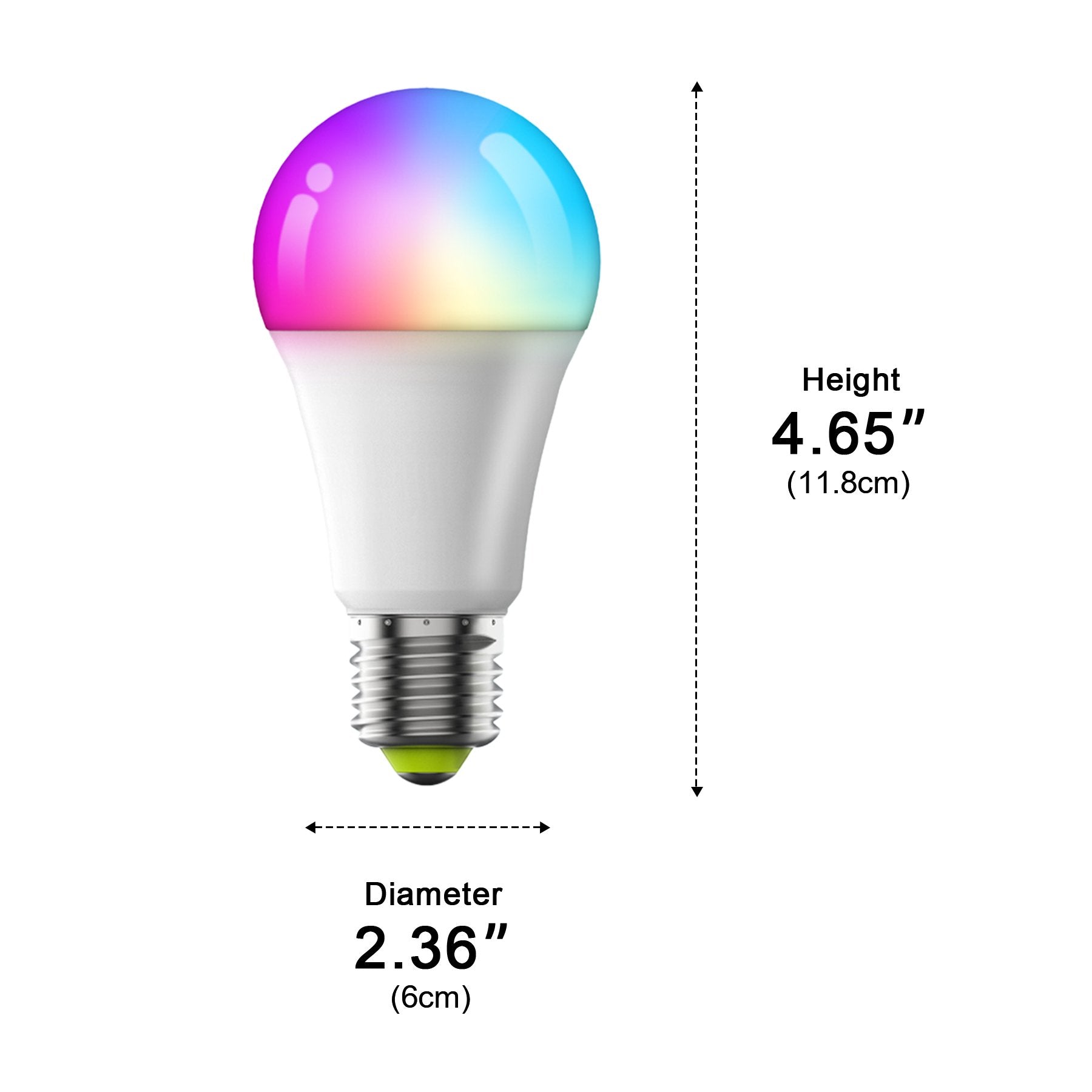 2 Pcs Dimmable WiFi Wireless E26 Smart LED Light Bulbs RGB CCT - Flyachilles
