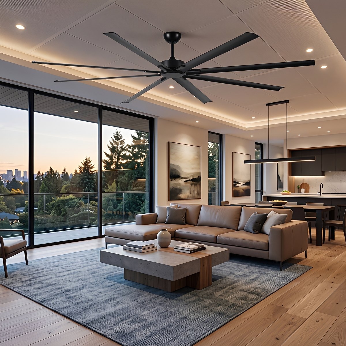 Large Modern Industrial DC Motor Oversized Commercial Ceiling Fan