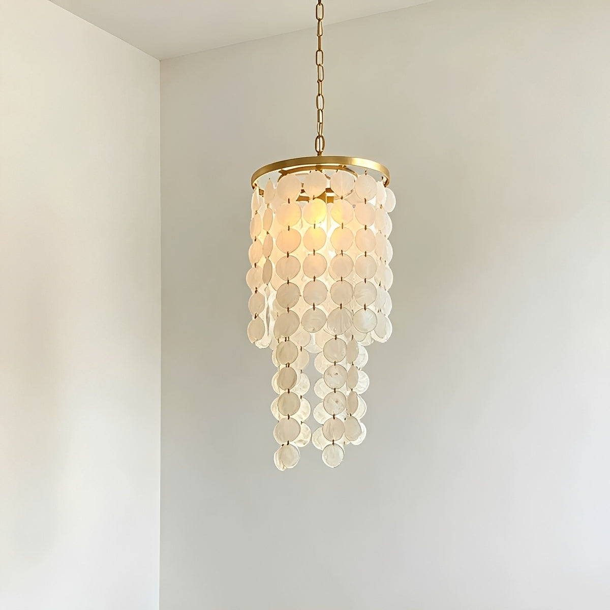 French Natural Shell Cascading LED Chandelier