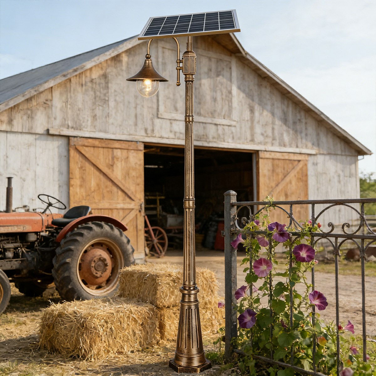 Solar Vintage Waterproof Flared LED Outdoor Pathway Pole Lights