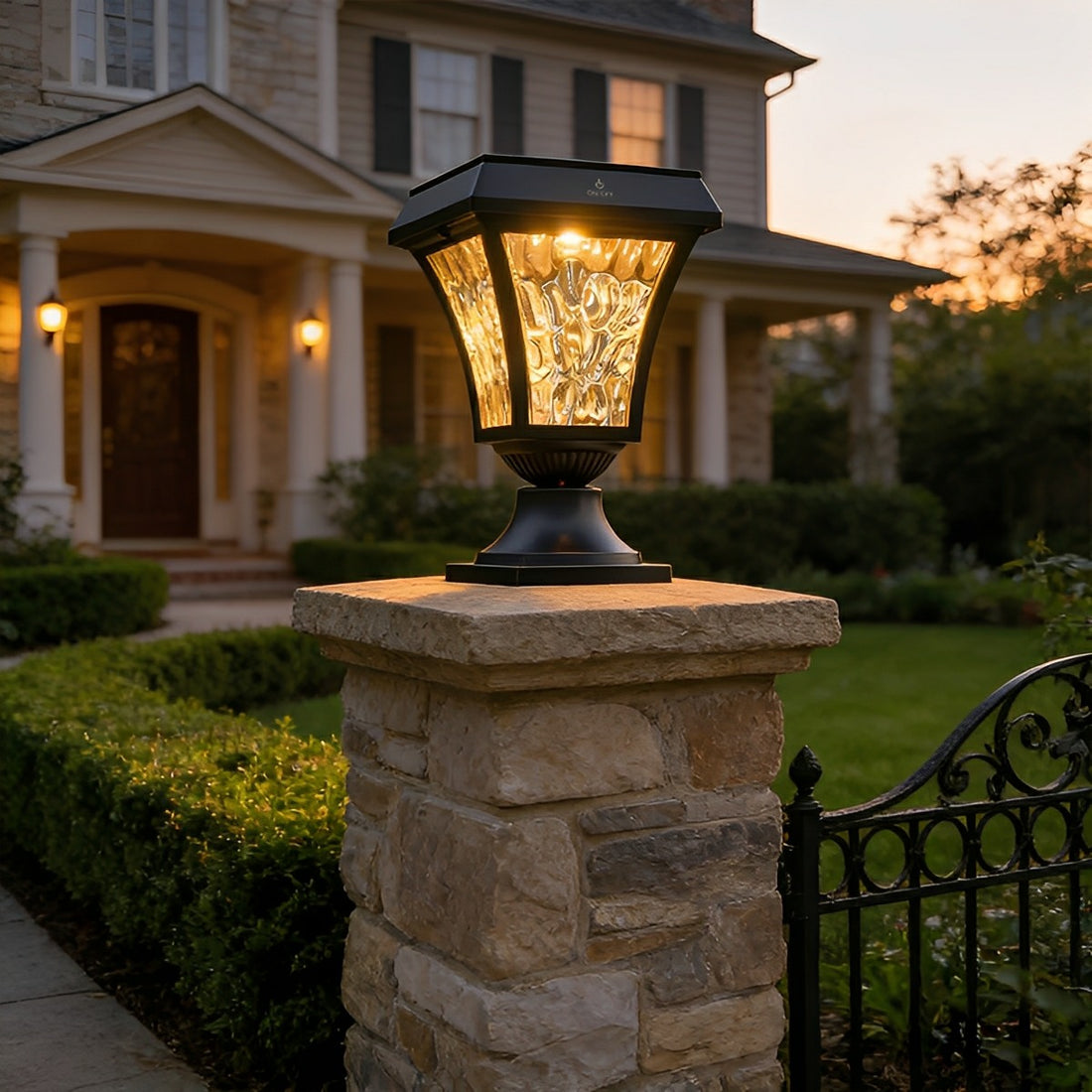 Solar Waterproof Water Wave Lampshade LED Outdoor Post Lights