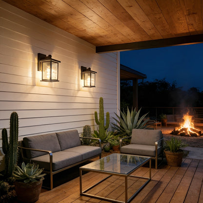 Rustic Rectangular Waterproof Outdoor LED Porch Wall Lights