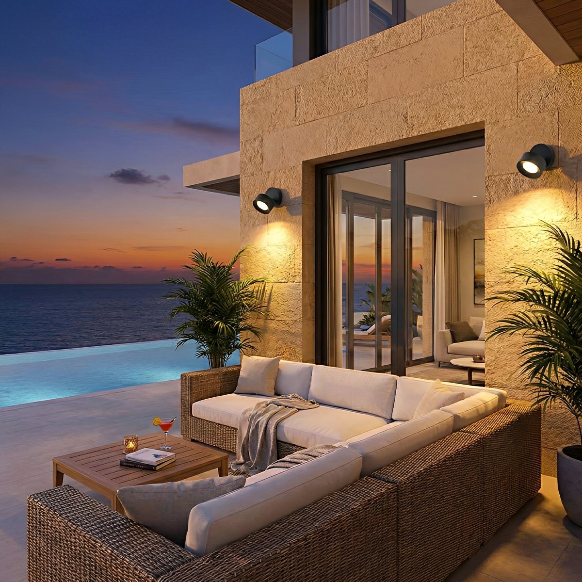 Waterproof Modern Round Adjustable Angle Outdoor Porch LED Wall Lights