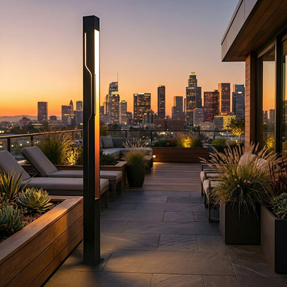 Mecha Modern Ash Black Rectangle LED Column Outdoor Pole Street Light