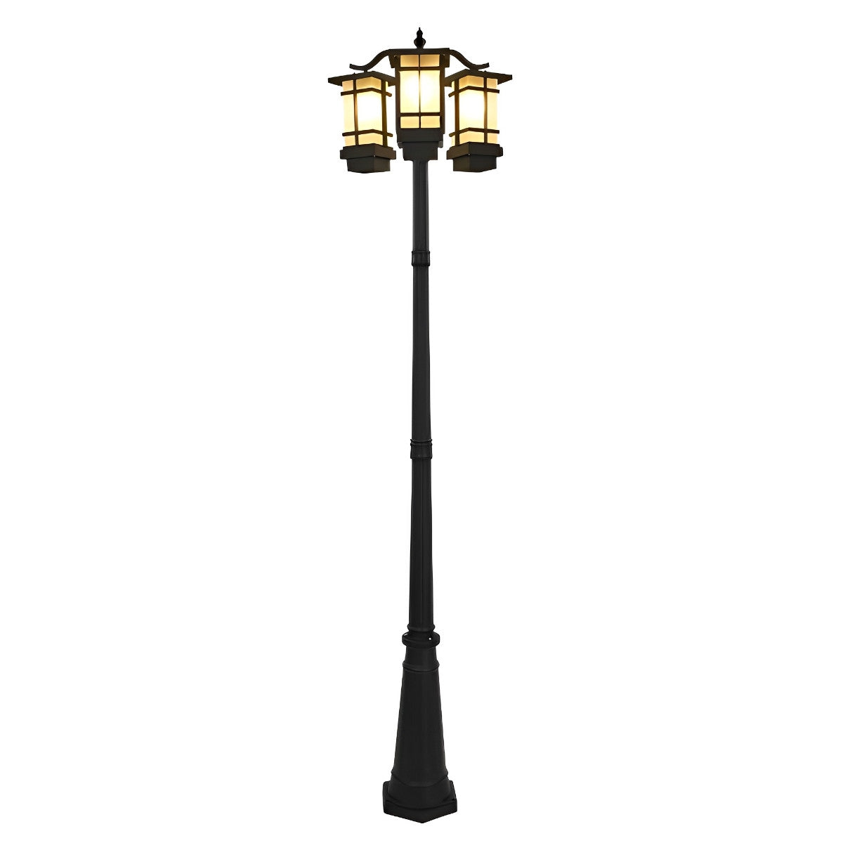 3 Lights Waterproof Black Modern Outdoor Post Lights Public Lighting - Flyachilles
