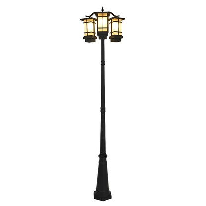 3 Lights Waterproof Black Modern Outdoor Post Lights Public Lighting - Flyachilles