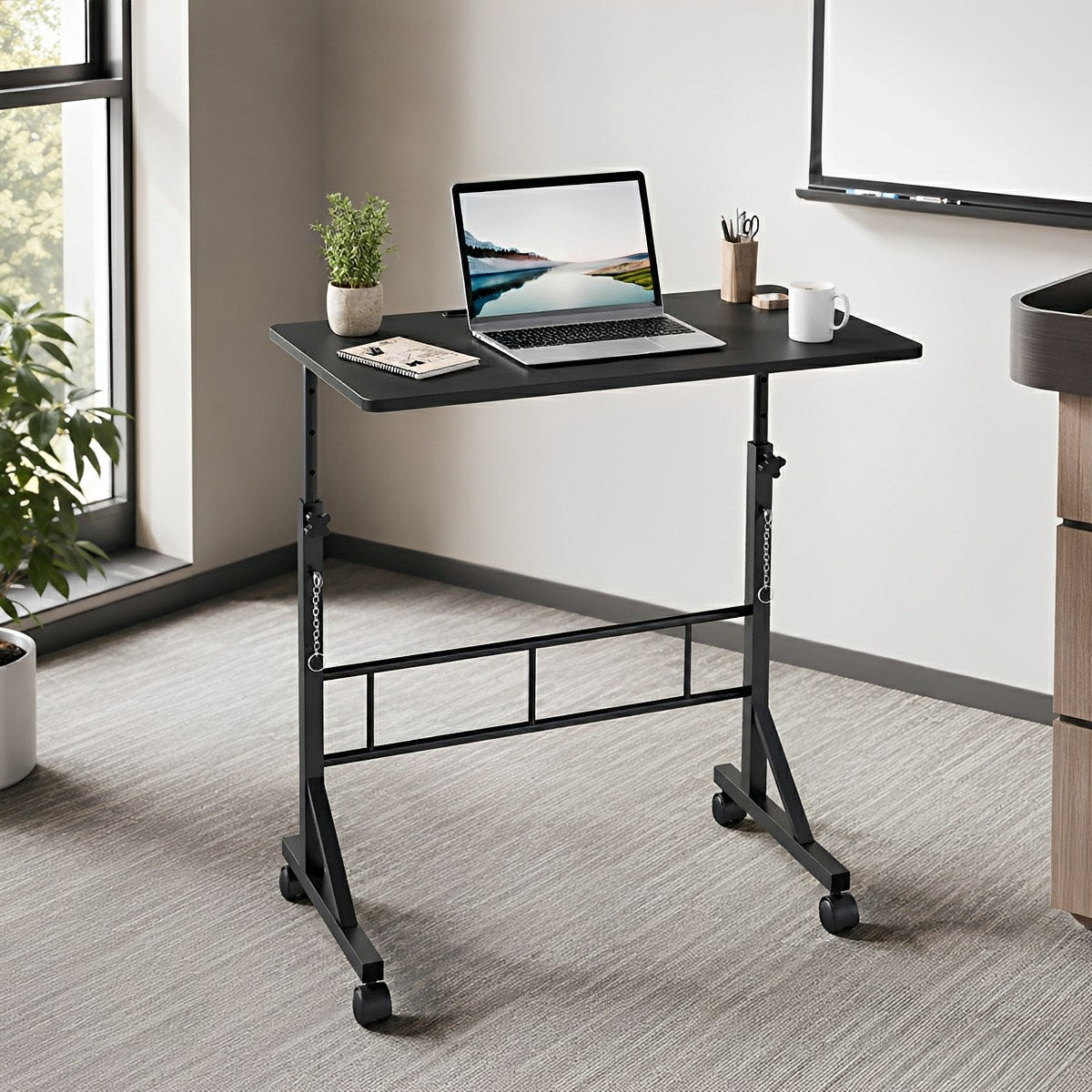 31.5" Adjustable Mobile Rolling Ergonomic Office Desk - Flyachilles