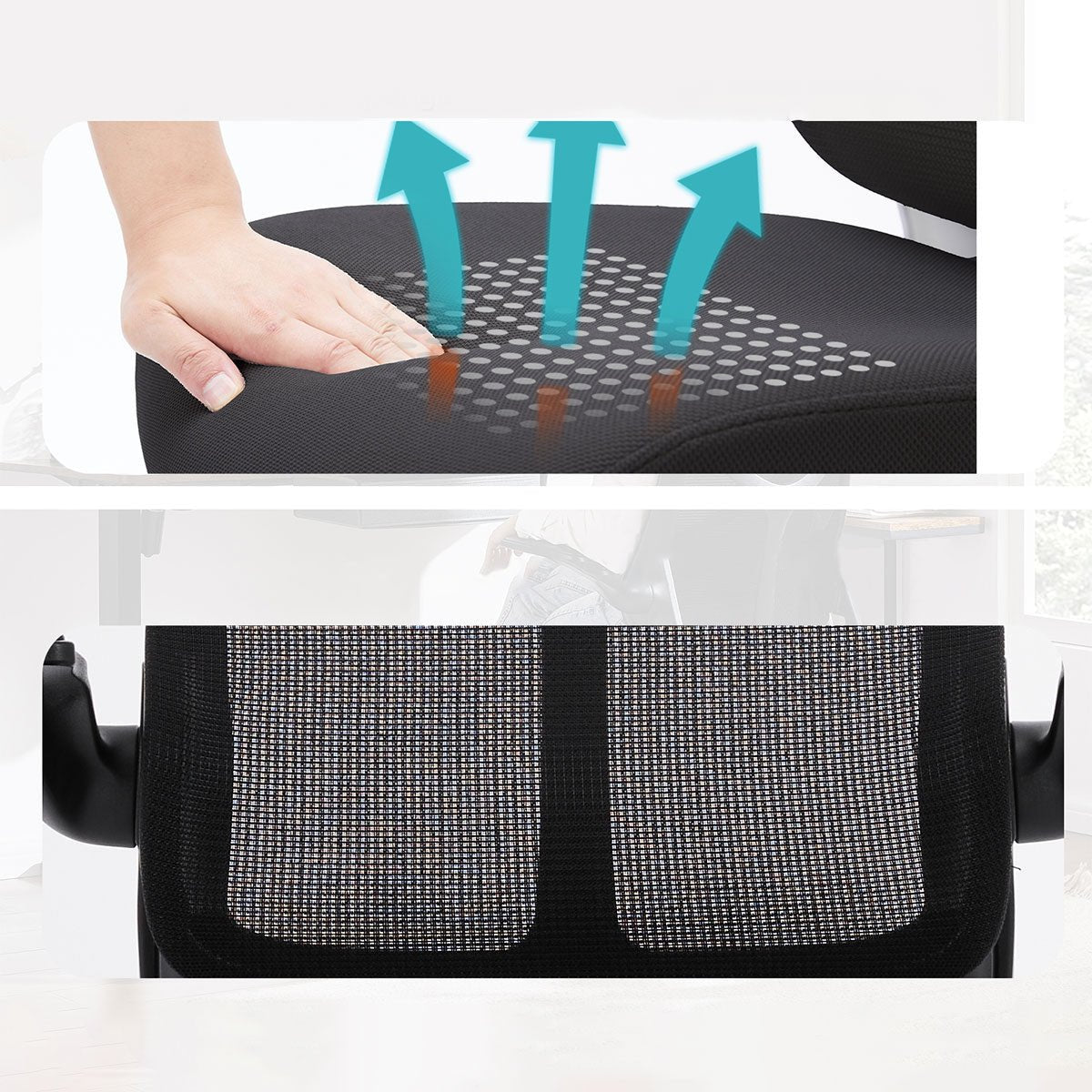 360 ° Rotatable Ergonomic Computer Mesh Office Chair with Armrests Support - Flyachilles