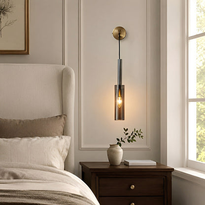 Modern Gray Cylindrical Crystal Wall Sconce