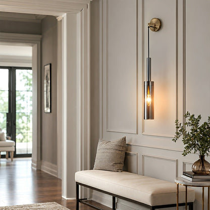 Modern Gray Cylindrical Crystal Wall Sconce