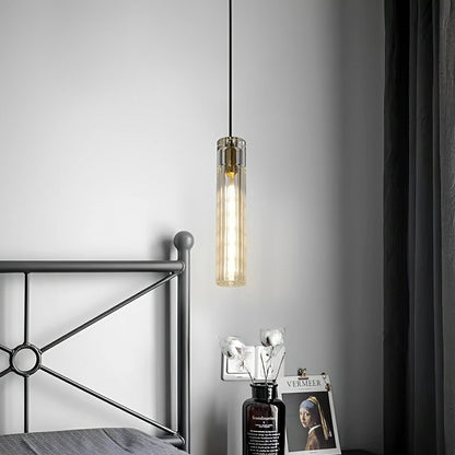 Modern Slim Cylindrical Crystal LED Pendant Light