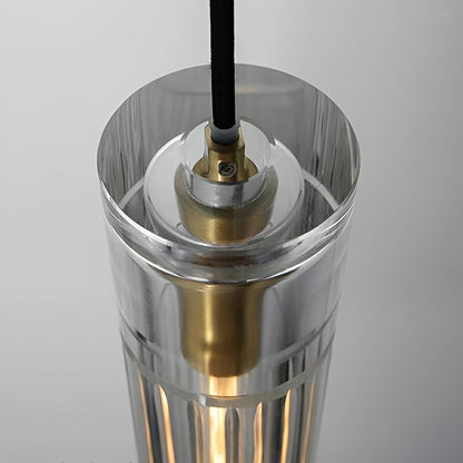 Modern Slim Cylindrical Crystal LED Pendant Light