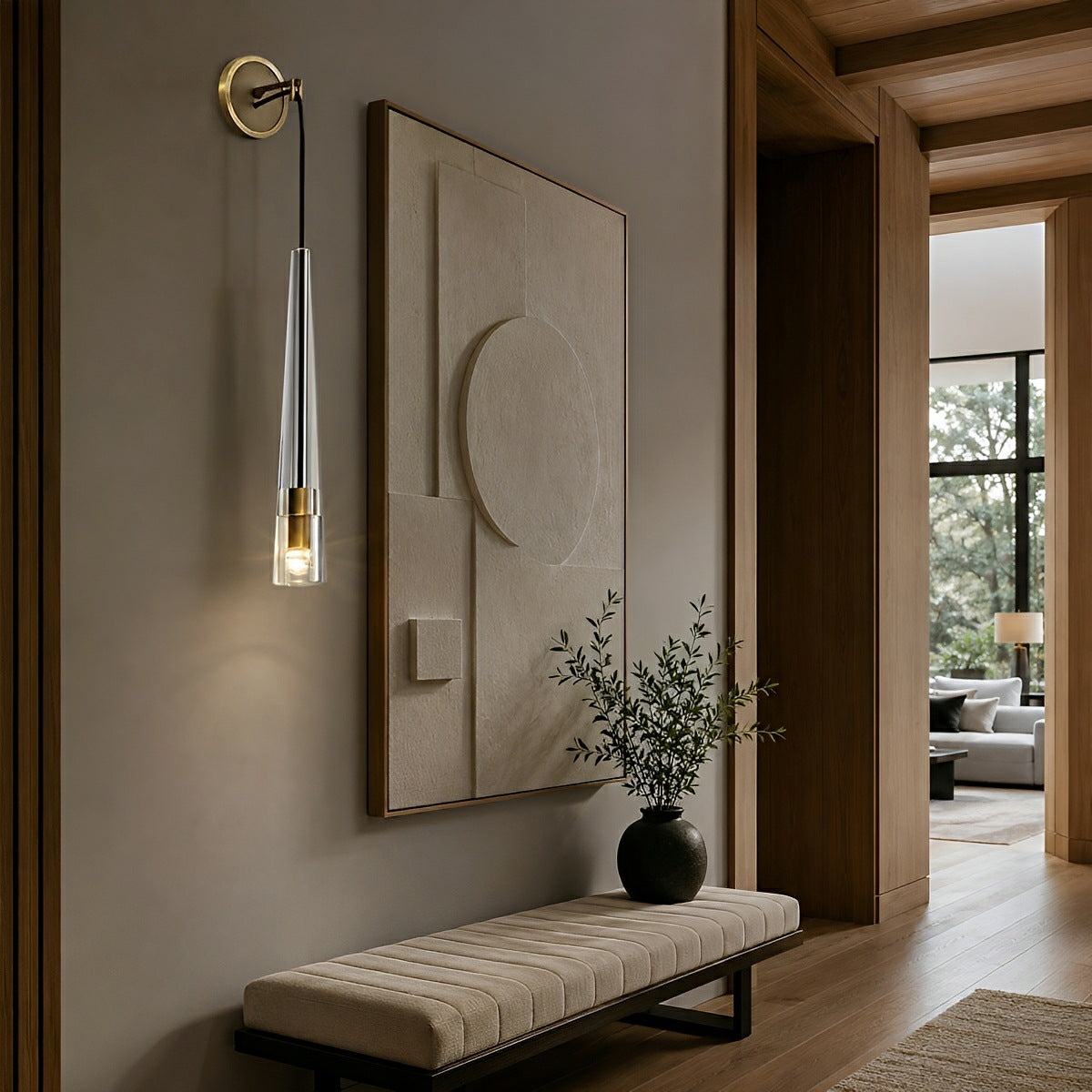 Modern Slim Conical Crystal LED Wall Sconce