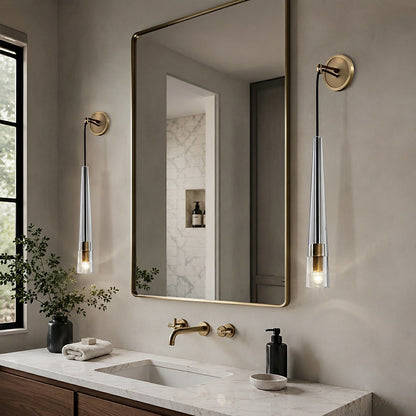 Modern Slim Conical Crystal LED Wall Sconce