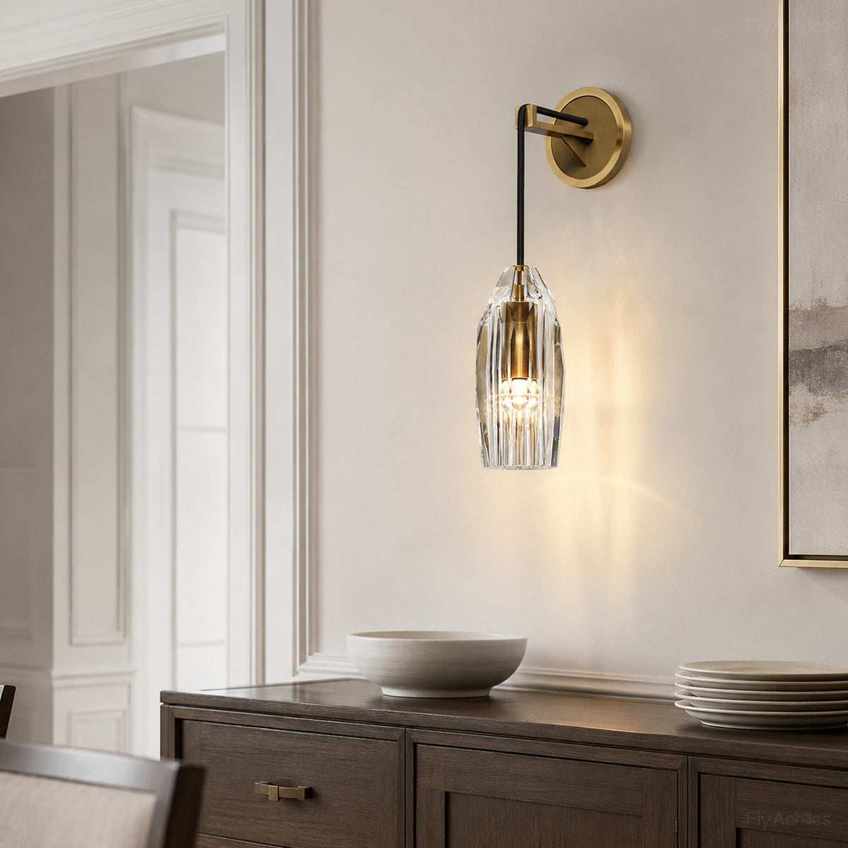 Modern Ribbed Crystal Wall Sconce