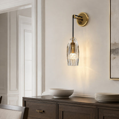 Modern Ribbed Crystal Wall Sconce