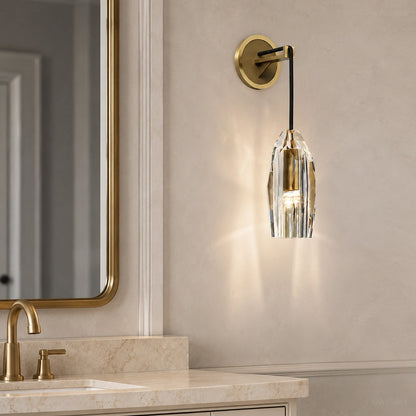 Modern Ribbed Crystal Wall Sconce