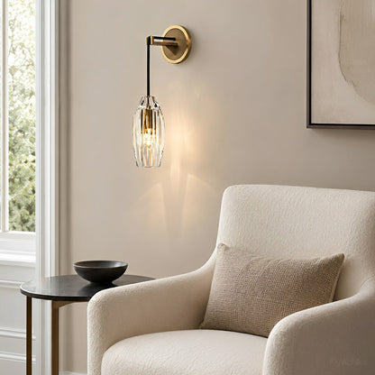 Modern Ribbed Crystal Wall Sconce