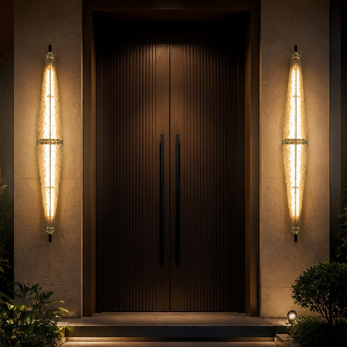 Waterproof Luxury Diamond Leaf Textured Glass Outdoor Wall Light
