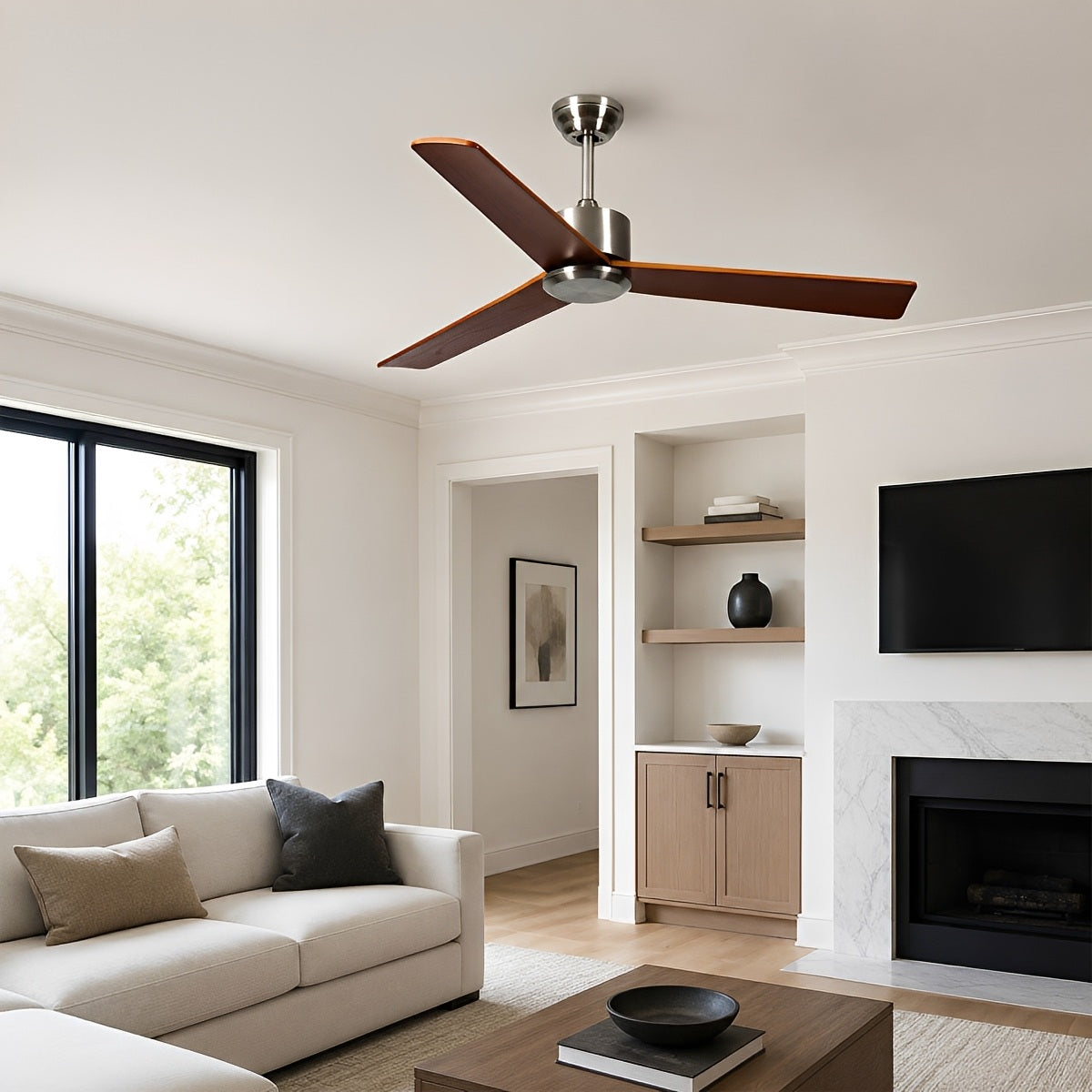 Waterproof 3-Blade Streamlined Wood Outdoor Ceiling Fan
