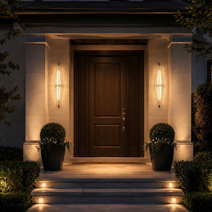 Waterproof Luxury Diamond Ribbed Glass Outdoor Wall Light
