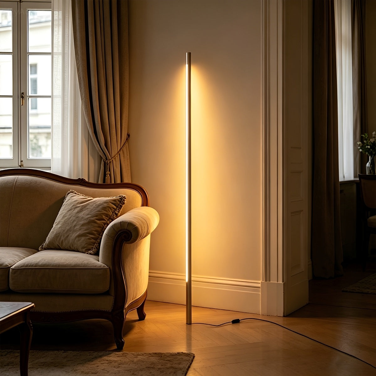 Modern Minimalist Wood LED Linear LED Floor Lamp