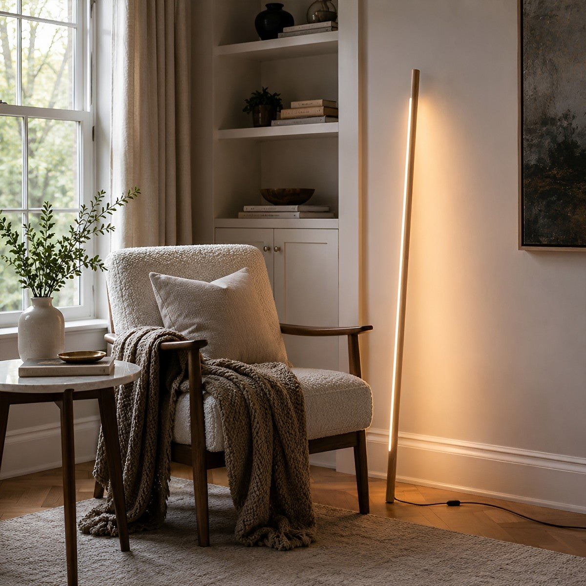 Modern Minimalist Wood LED Linear LED Floor Lamp