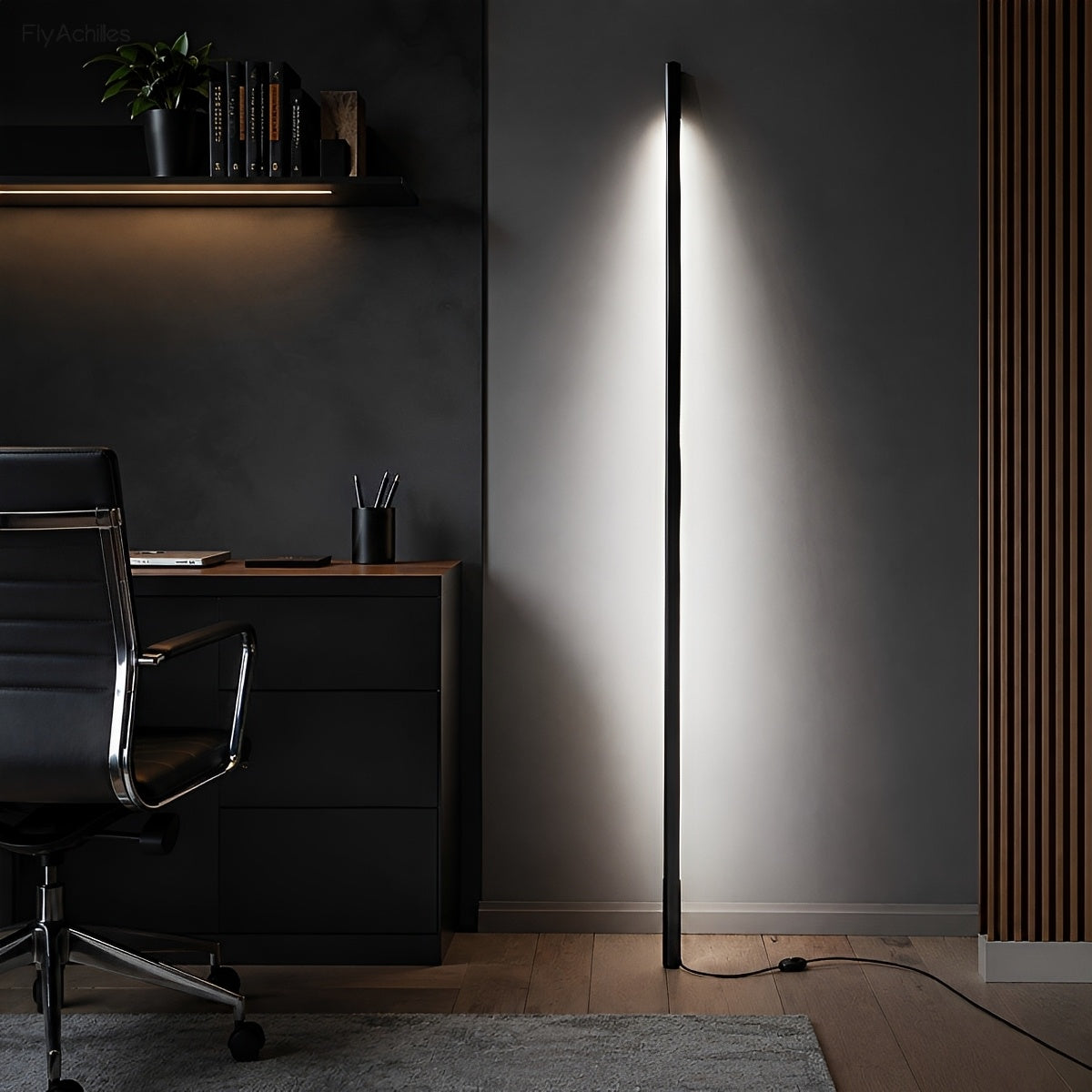 Modern Minimalist Wood LED Linear LED Floor Lamp