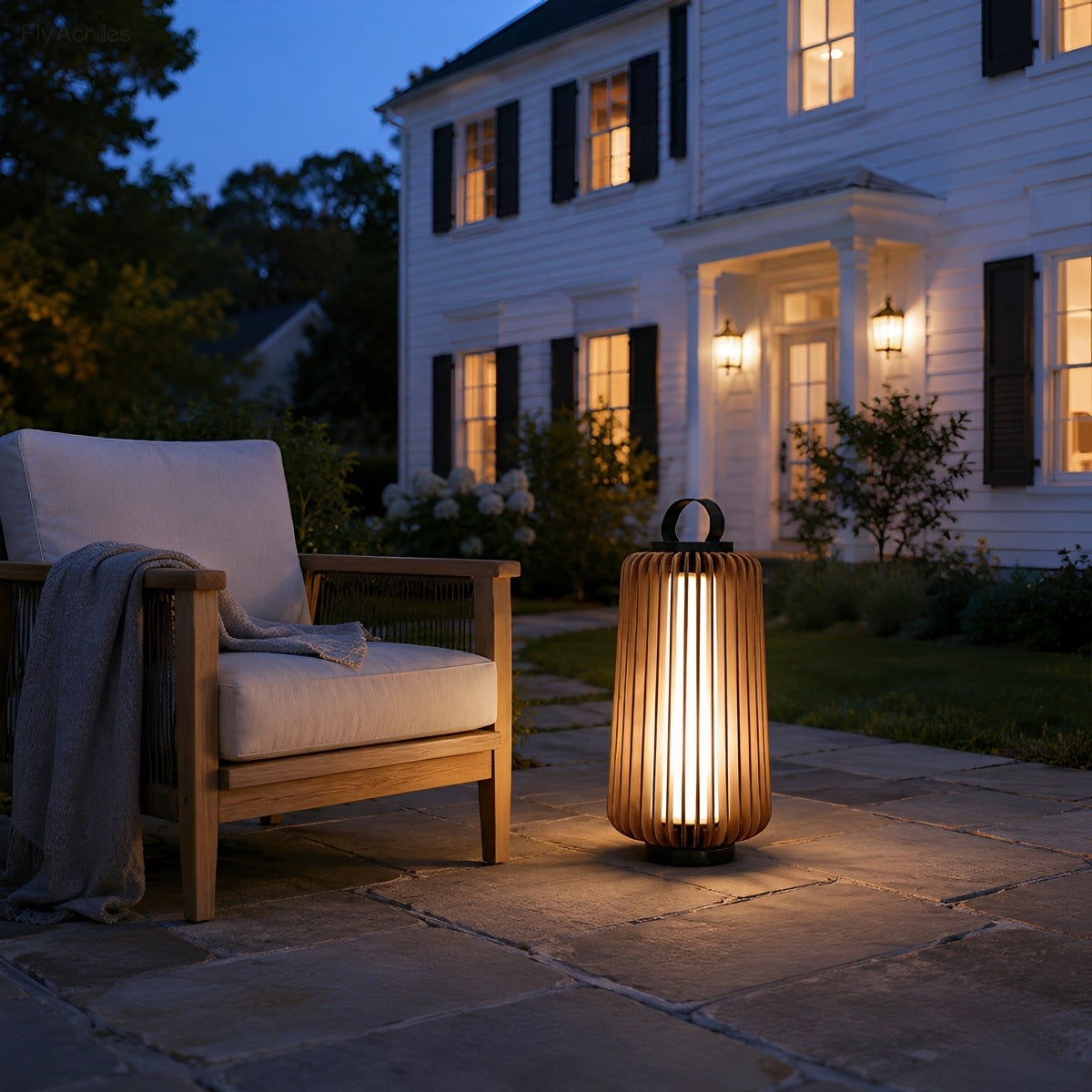 Waterproof Modern Ribbed Cylindrical LED Outdoor Floor Lamp Lantern