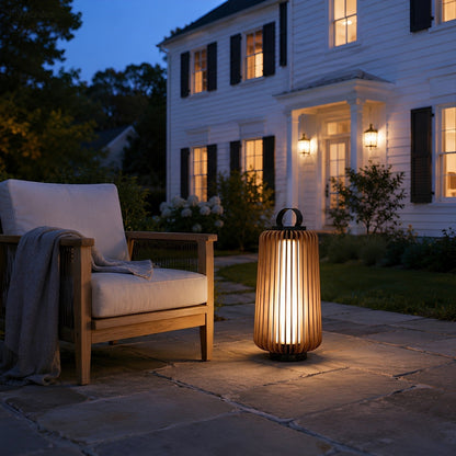 Waterproof Modern Ribbed Cylindrical LED Outdoor Floor Lamp Lantern