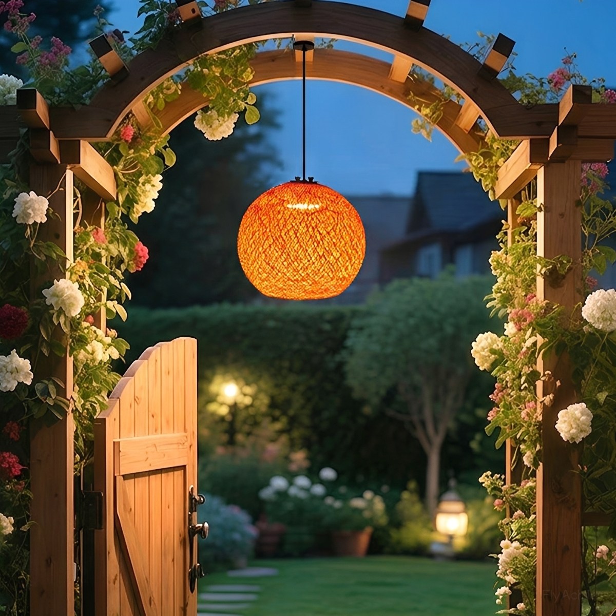Waterproof Coastal Globe Woven Rope LED Outdoor Pendant Light