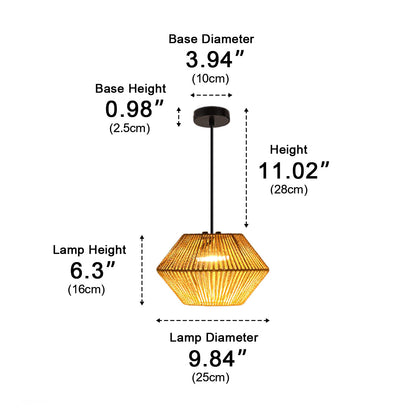 Waterproof Coastal Geometric Rattan LED Outdoor Pendant Light