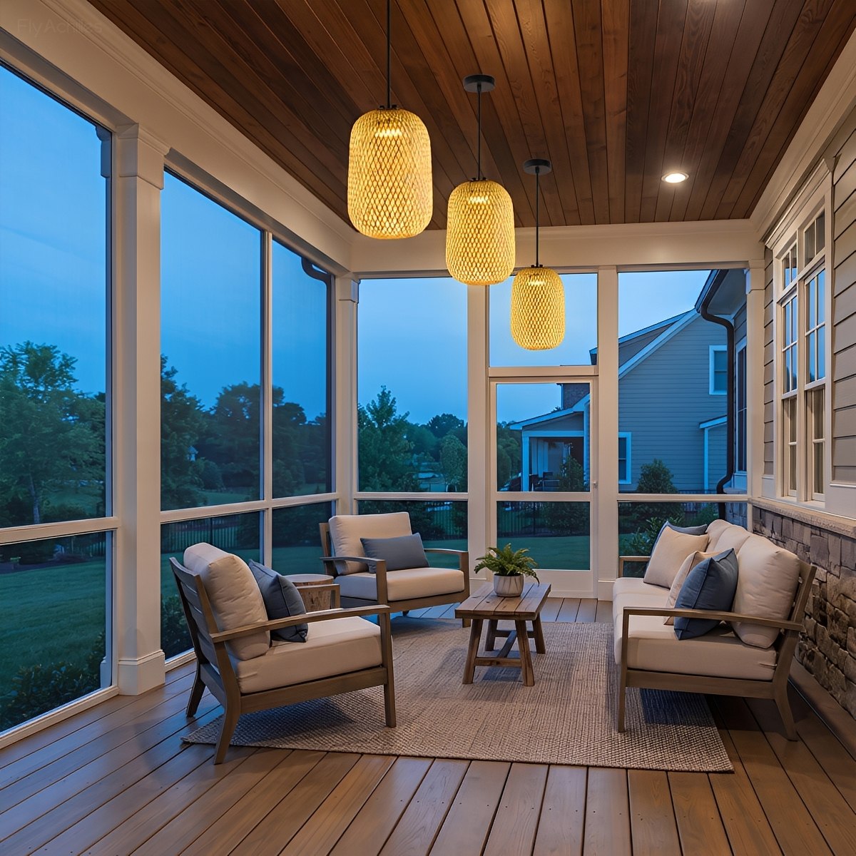 Waterproof Coastal Rounded Cylinder Rattan LED Outdoor Pendant Light
