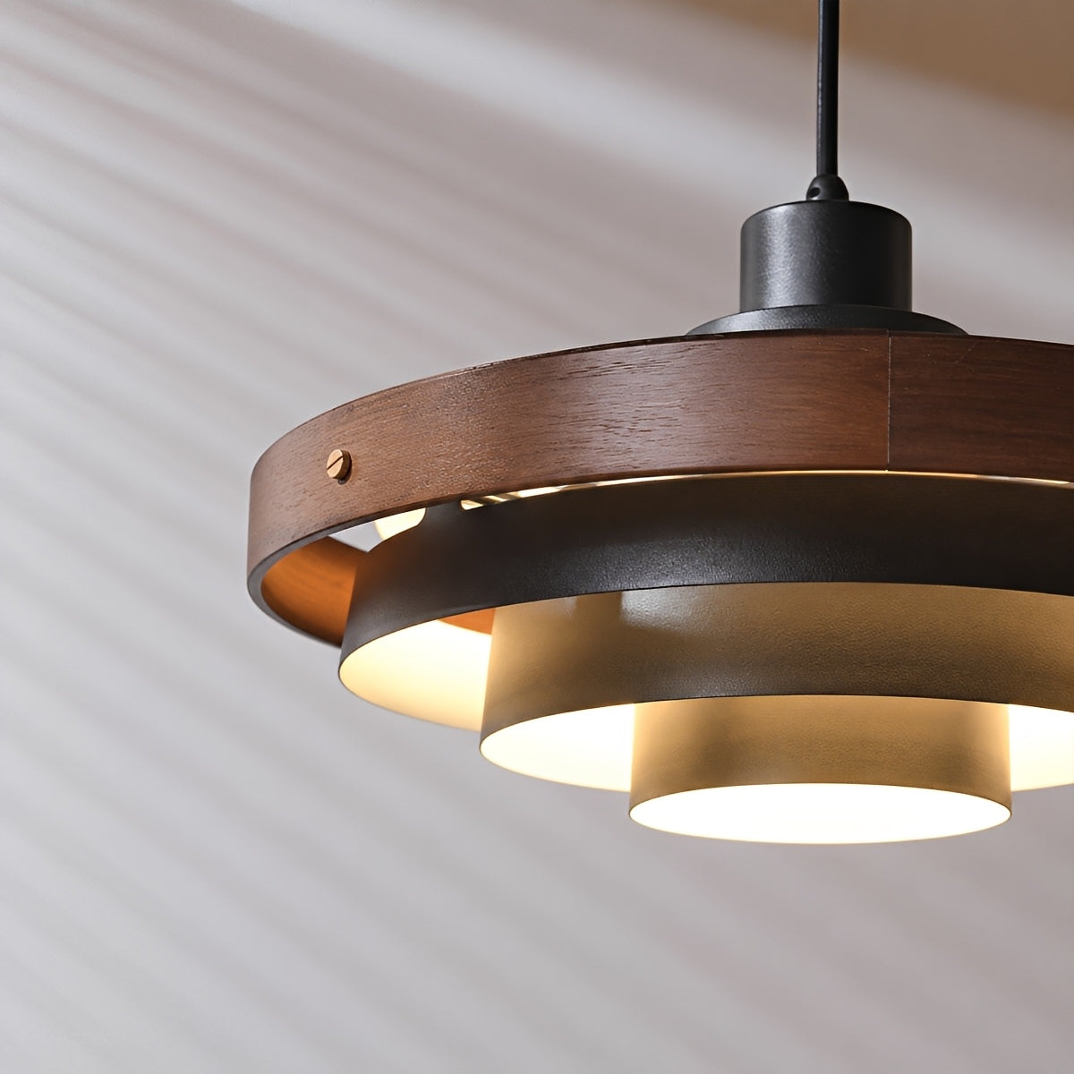 Dimmable Modern Japandi Shaded Drum Pendant Light
