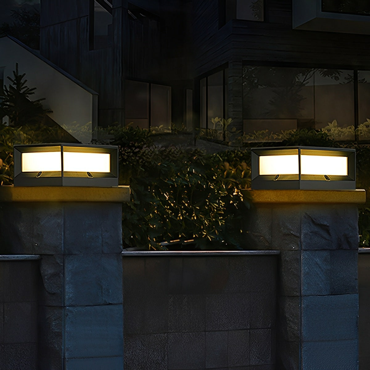 Square Waterproof Black Modern Solar Waterproof  Post Cap Lamp Light