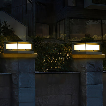 Square Waterproof Black Modern Solar Waterproof  Post Cap Lamp Light