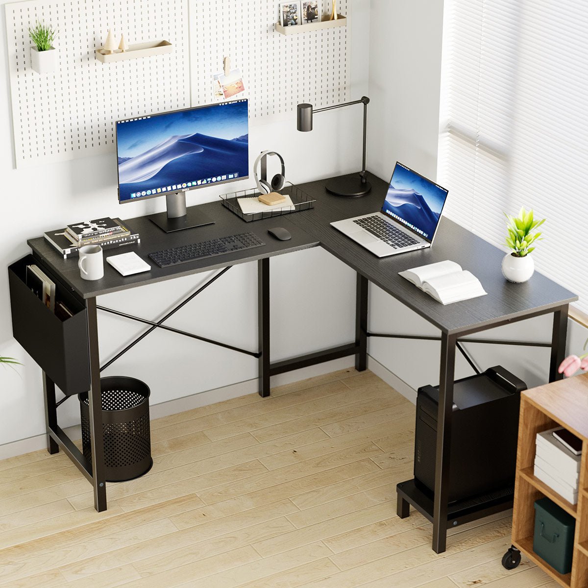 50 Inch Modern L - Shaped Computer Desk Gaming Corner Office Table - Flyachilles