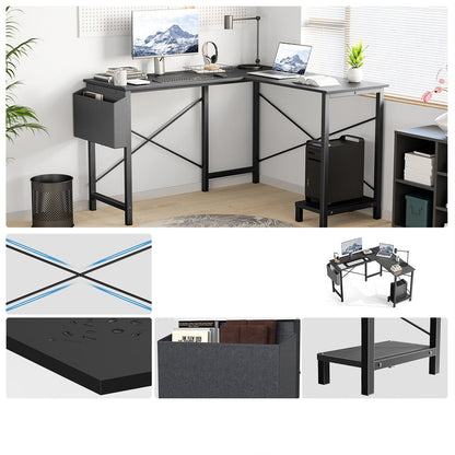 50 Inch Modern L - Shaped Computer Desk Gaming Corner Office Table - Flyachilles
