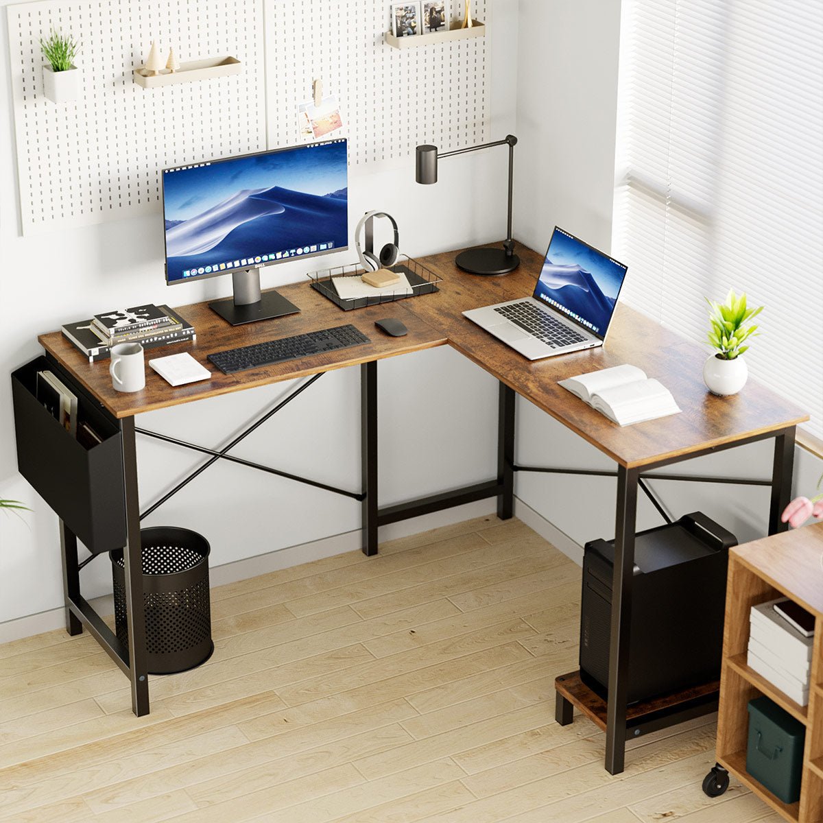 50 Inch Modern L - Shaped Computer Desk Gaming Corner Office Table - Flyachilles