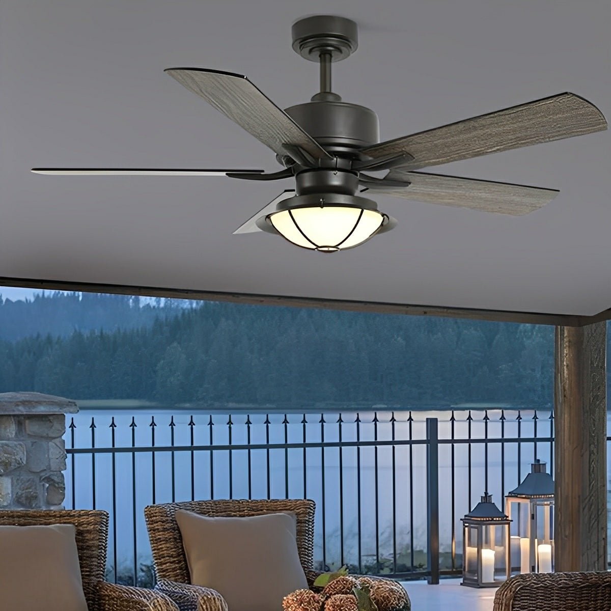 52" Classic Outdoor DC Motor Reverse Ceiling Fan Light - Flyachilles